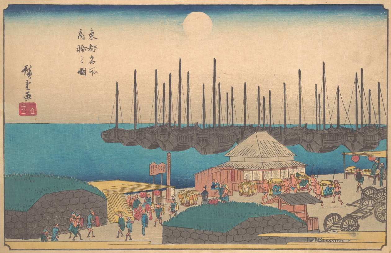 Piirustus Takanawasta, ? 1841. , hyttynen. 1841. tekijältä Ando Hiroshige