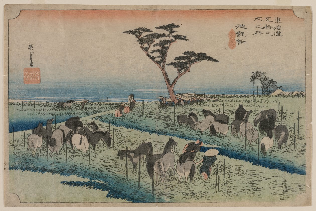Tokaidon viisikymmentäkolme asemaa: Chiryu, 1833-1834. tekijältä Ando Hiroshige