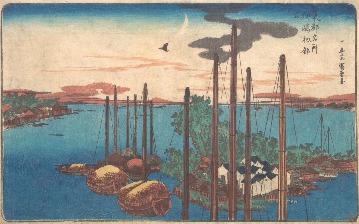 Tsukudajiman ensimmäinen Hototogisu, aasibly 1830. , p donkey bly 1830. tekijältä Ando Hiroshige