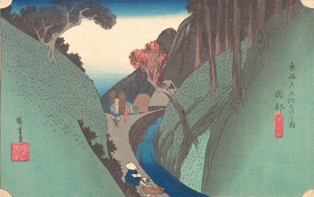 Lyö ja vedä Okabessa, 1834. , 1834. tekijältä Ando Hiroshige