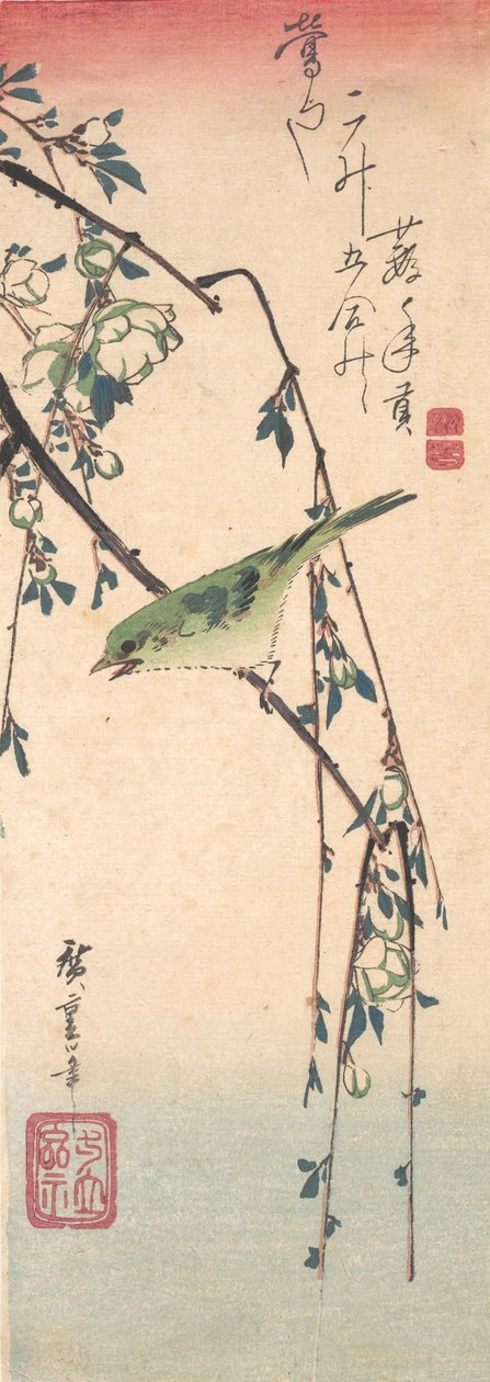 Loukku luumun oksalla, n. 1835, n. 1835. tekijältä Ando Hiroshige