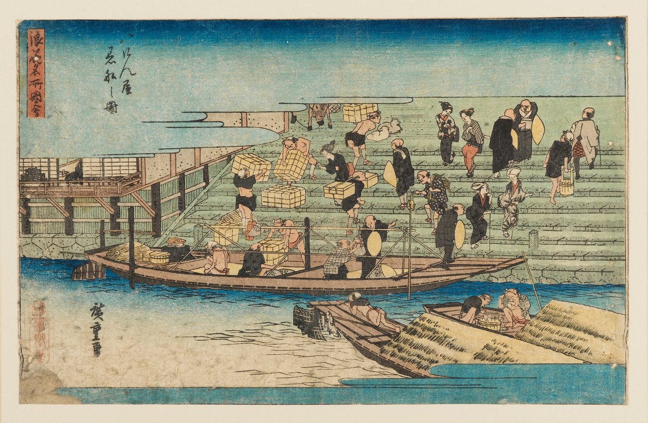 Puukiviprintti - Jokikohtaus, 1797-1858 tekijältä Ando Hiroshige