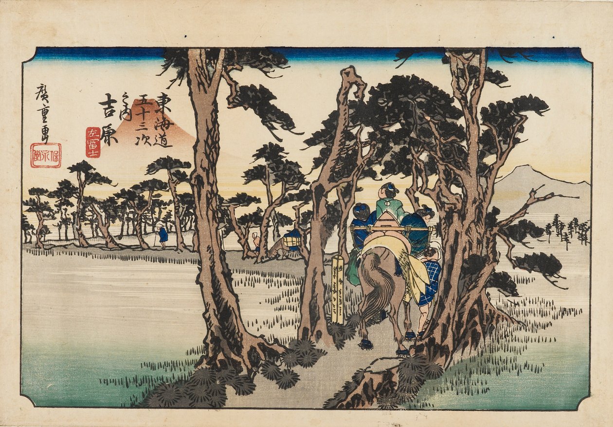 Oh DBock p Hayashi - Yoshiwara lähti Fujista, 19. rivi Tsury. tekijältä Ando Hiroshige