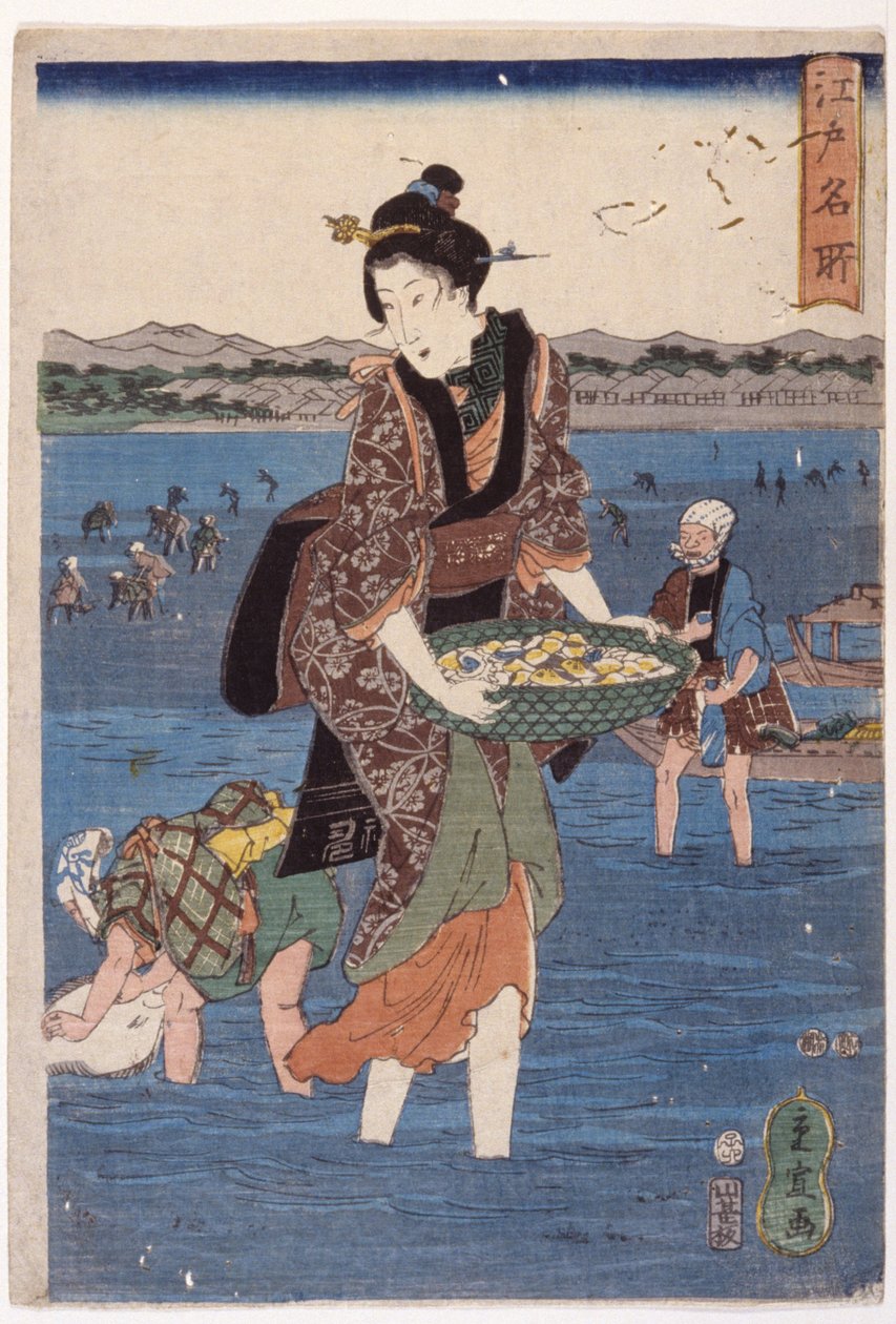 (Suuri kahlaava naishahmo) tekijältä Ando or Utagawa Hiroshige