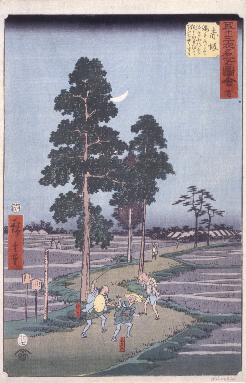 Akasaka (värillinen puupainatus) tekijältä Ando or Utagawa Hiroshige
