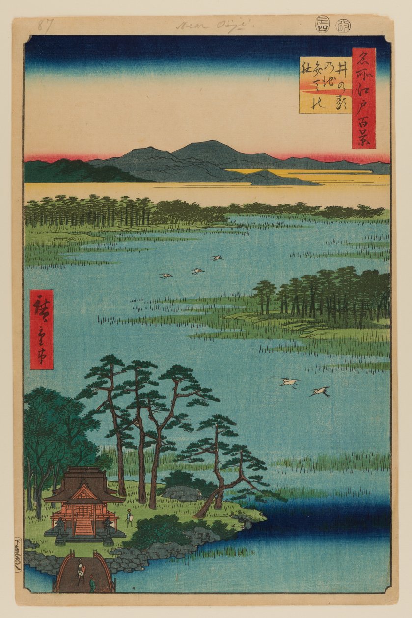 Bentenin pyhäkkö, Inokashiran lampi tekijältä Ando or Utagawa Hiroshige