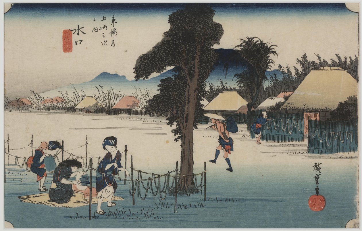 Kuuluisat kuivatut kurpitsalastut tekijältä Ando or Utagawa Hiroshige