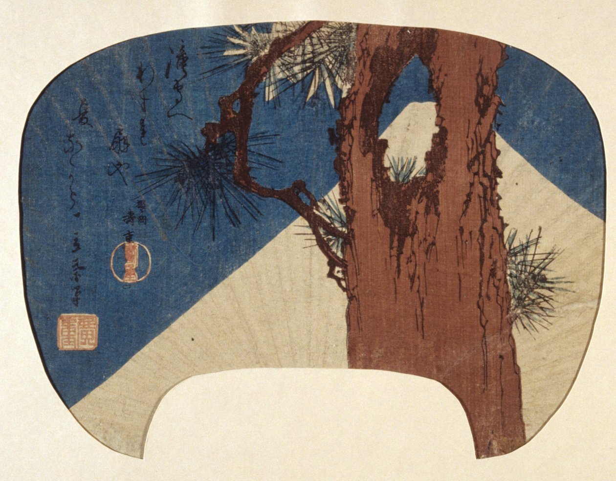 Viuhkakuvio: Pine & Mt. Fuji tekijältä Ando or Utagawa Hiroshige