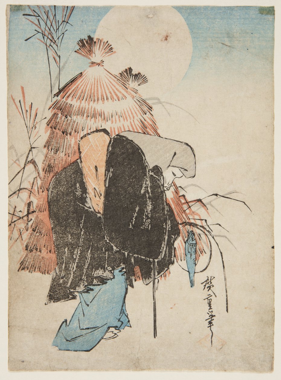 Fox Trap (värillinen puupalikkaprintti) tekijältä Ando or Utagawa Hiroshige