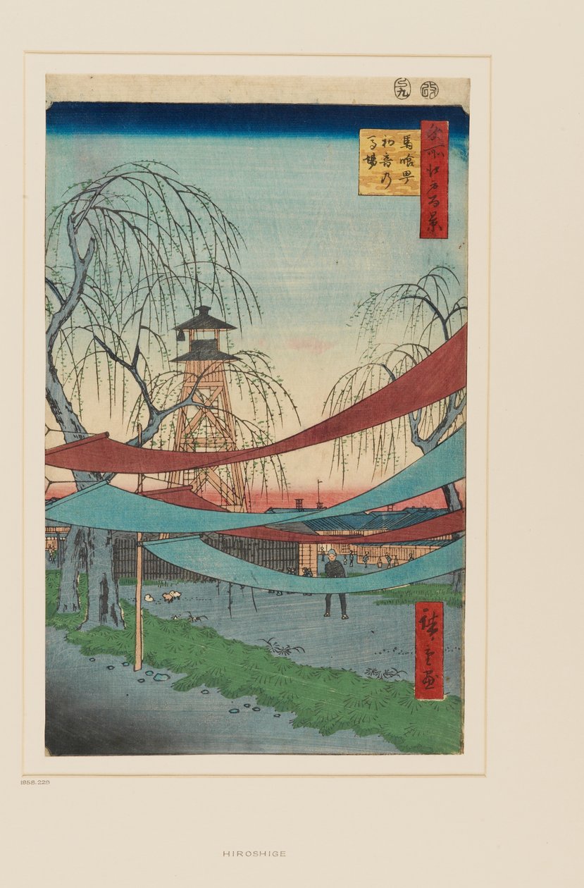 Hatsunen ratsastusalue, Bakuro-chō tekijältä Ando or Utagawa Hiroshige