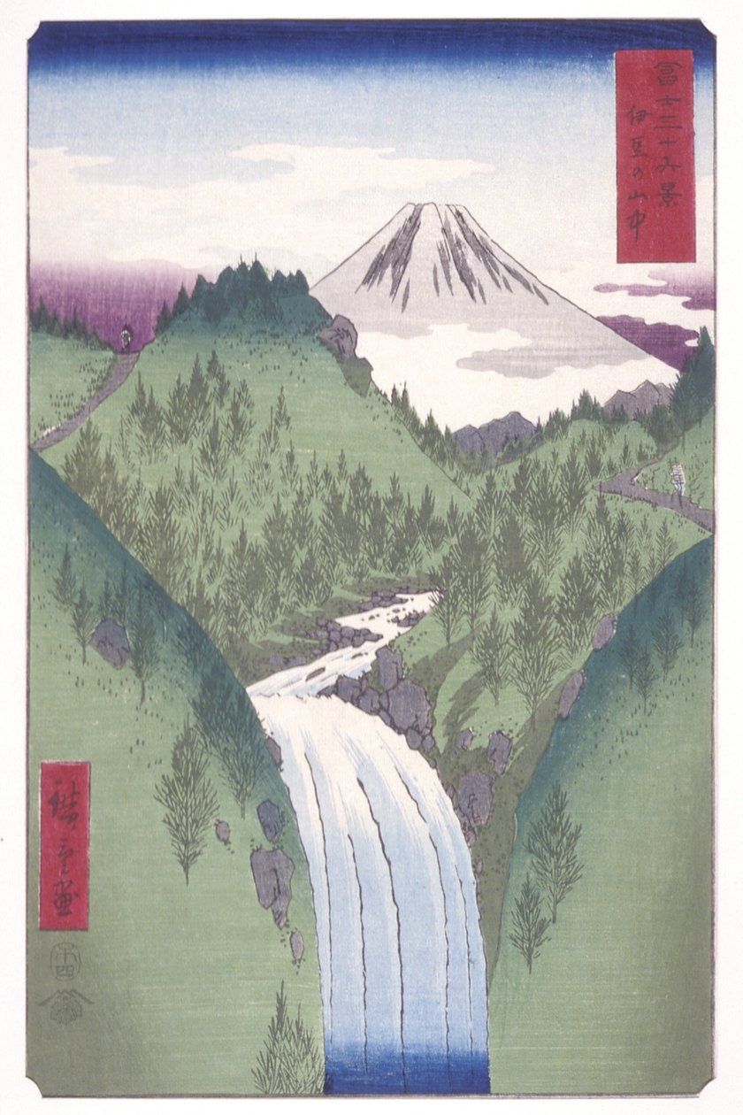 In The Mountains Of Izu (Izu No Sanch?) (värillinen puupainatus) tekijältä Ando or Utagawa Hiroshige