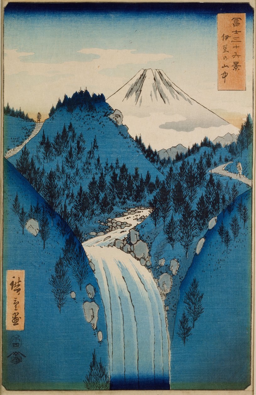 Izun maakunnan vuoristossa tekijältä Ando or Utagawa Hiroshige