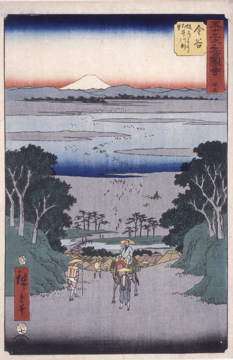 Kanaya (impressão em xilogravura colorida) finlandês tekijältä Ando or Utagawa Hiroshige