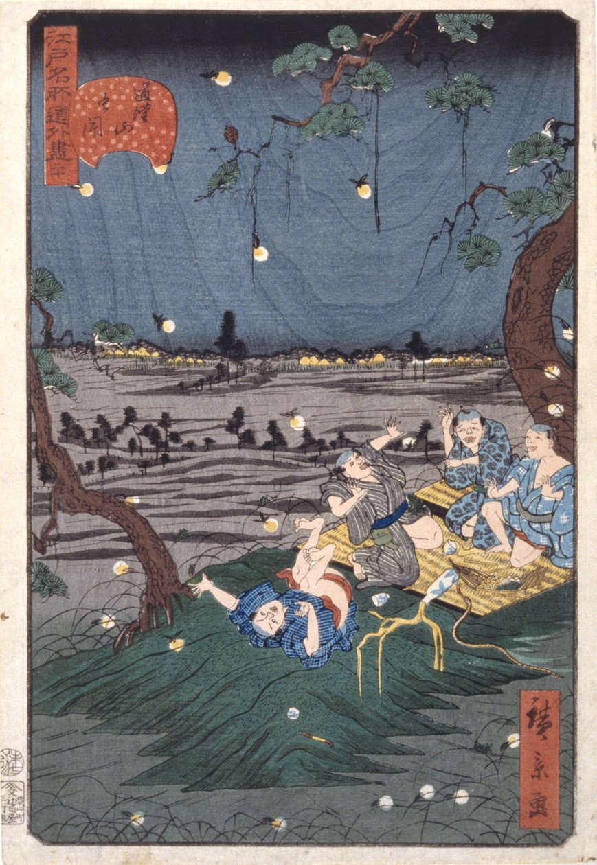 Kuuntelee sirkat D?kanyamassa (20) (D?kanyama Mushikiki) (värillinen puupalikkaprintti) tekijältä Ando or Utagawa Hiroshige