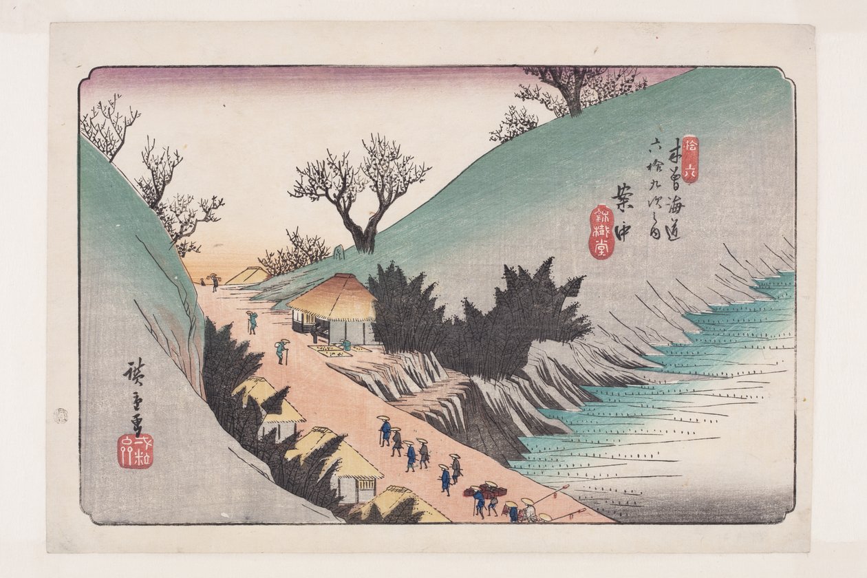 Nro 16, Annaka (värillinen puupalikkaprintti) tekijältä Ando or Utagawa Hiroshige