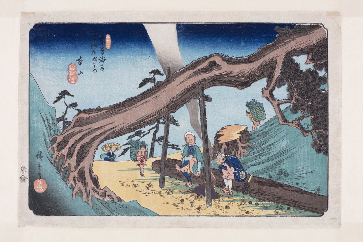 Nro 33, Motoyama (värillinen puupainatus) tekijältä Ando or Utagawa Hiroshige