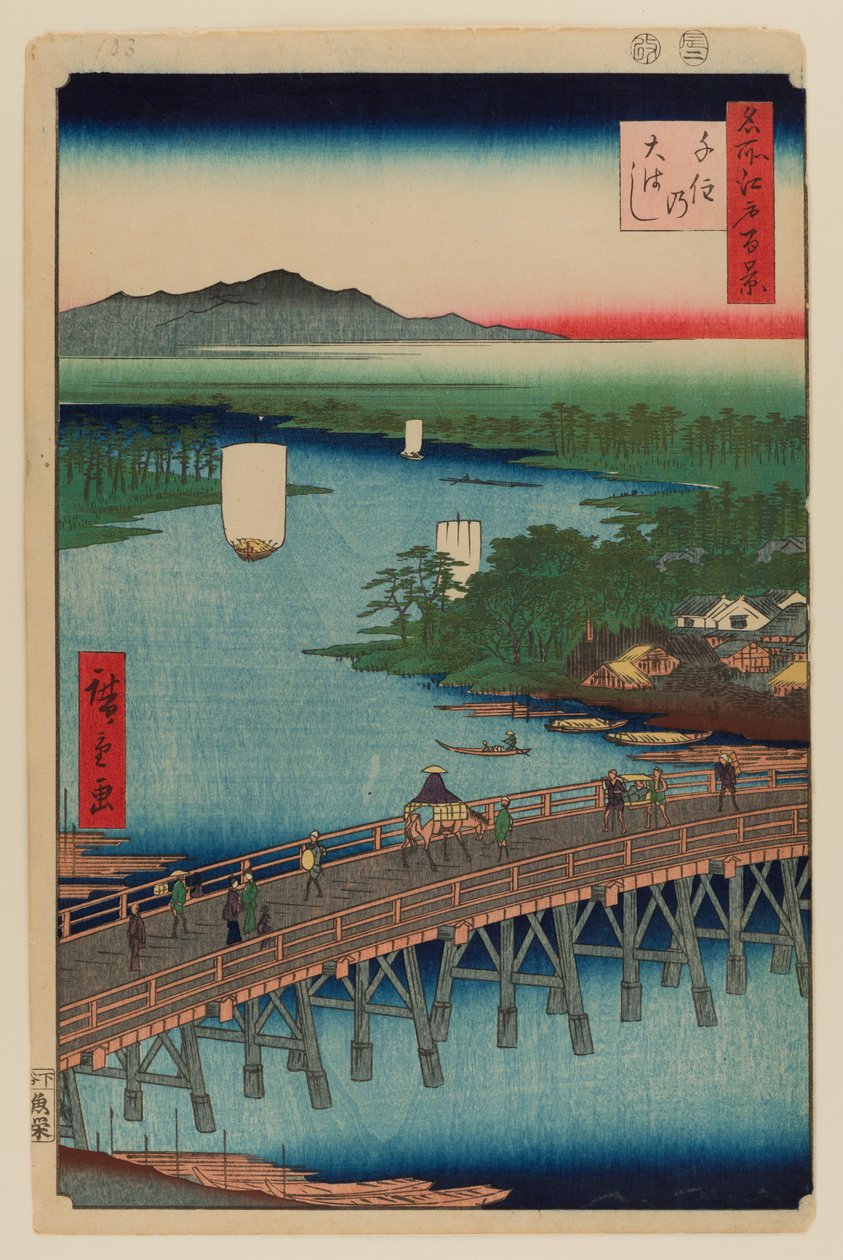 Senjun suuri silta tekijältä Ando or Utagawa Hiroshige