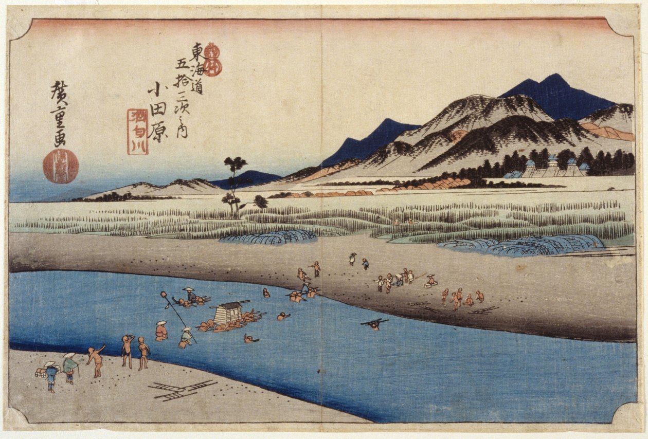 Station 10, Odawara (puupainatus) tekijältä Ando or Utagawa Hiroshige