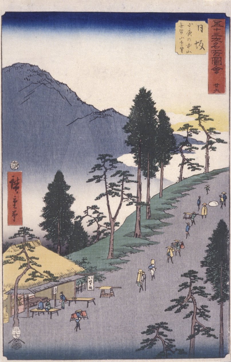 Station 26, Nissaka (värillinen puupainatus) tekijältä Ando or Utagawa Hiroshige
