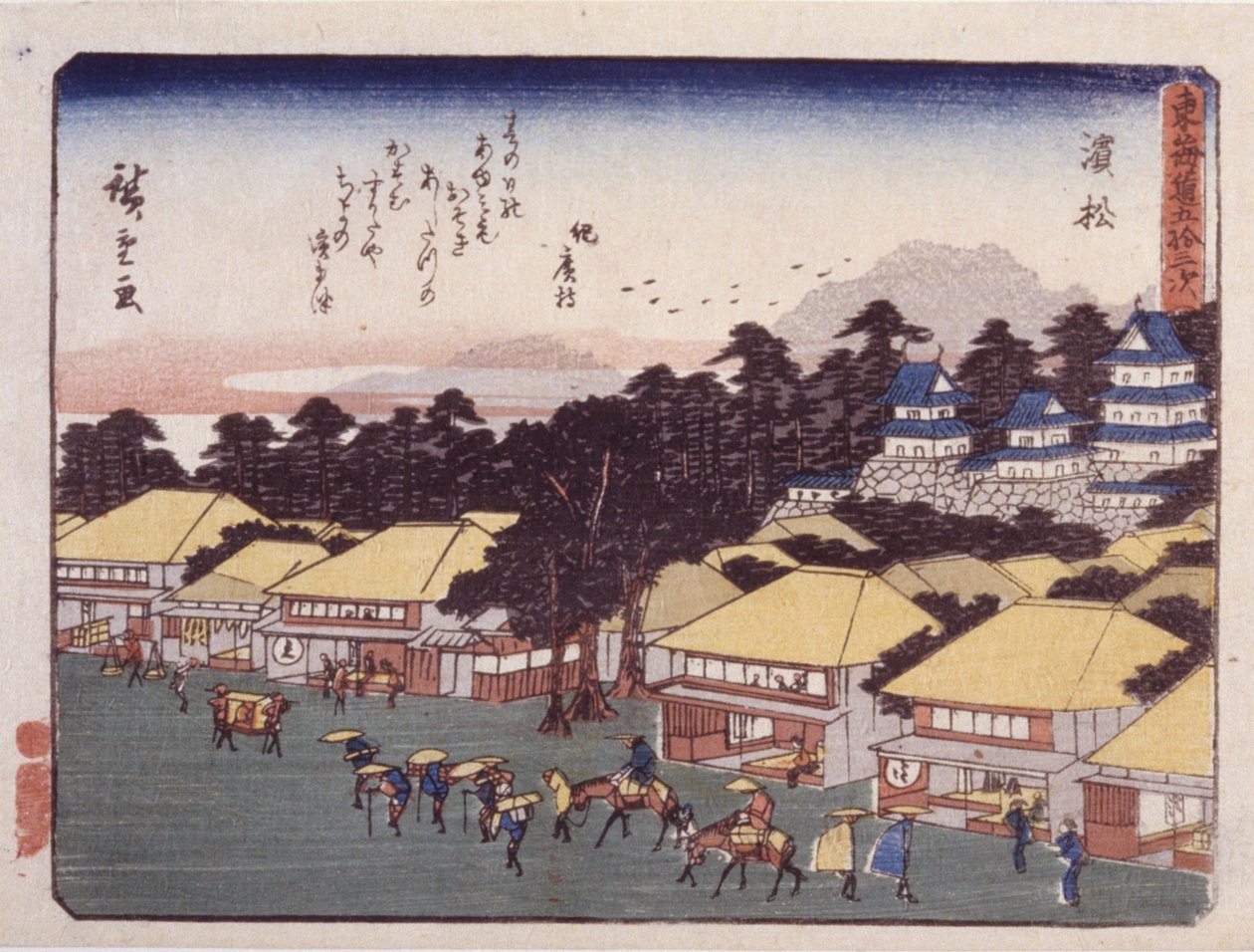 Station 30, Hamamatsu (värillinen puupainatus) tekijältä Ando or Utagawa Hiroshige