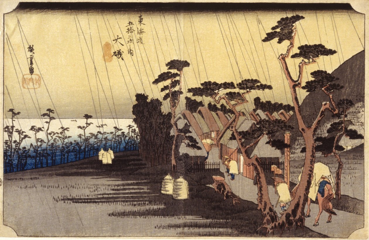 Station 9, Oiso (puupainatus) tekijältä Ando or Utagawa Hiroshige