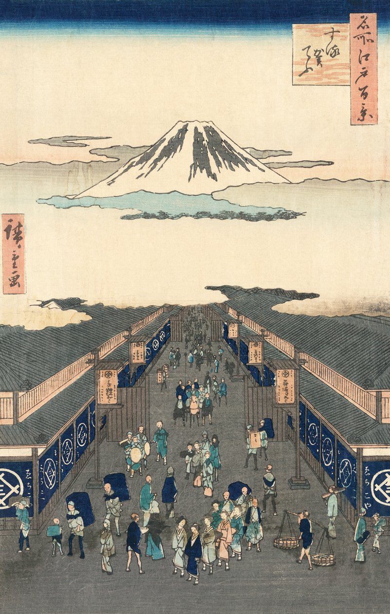 Suruga-St Reetin jäsen ja minä Hiroshige Relief tekijältä Ando or Utagawa Hiroshige