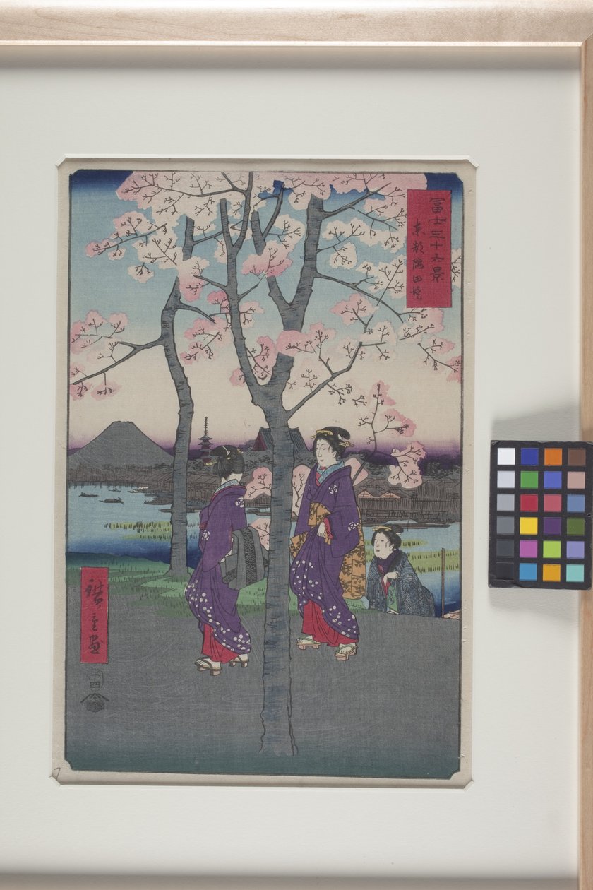 Sumida Embankment In the East Capital (T?to: Sumida Tei) (värillinen puupalikkaprintti) tekijältä Ando or Utagawa Hiroshige