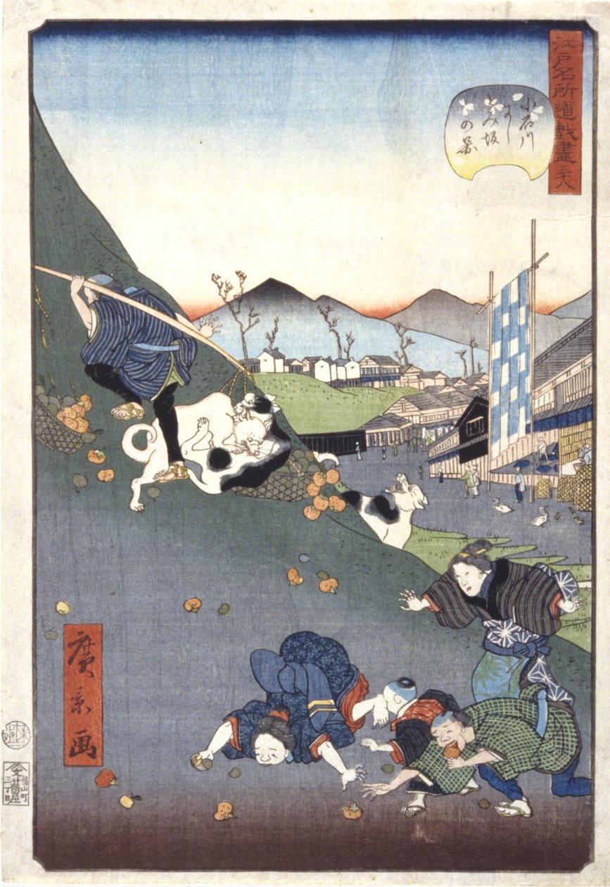 Näkymä Nishitomizakan jäsenelle Koishikawalle (38) (Koishikawa Nishitomizaka system 38) tekijältä Ando or Utagawa Hiroshige