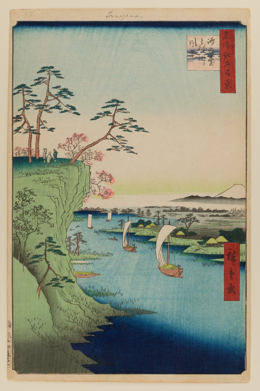 Näkymä Konodai ja Tone-joelle tekijältä Ando or Utagawa Hiroshige