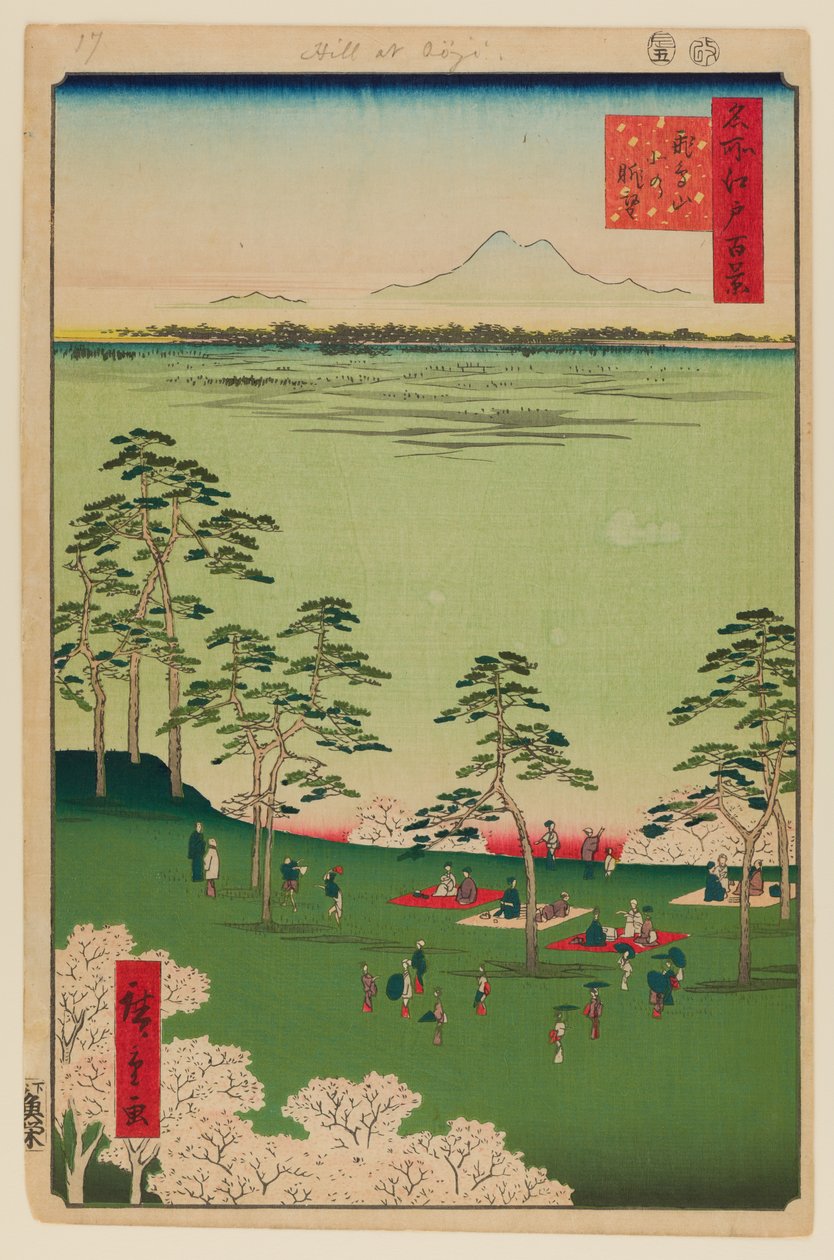 Näkymä pohjoiseen Asukayamasta tekijältä Ando or Utagawa Hiroshige