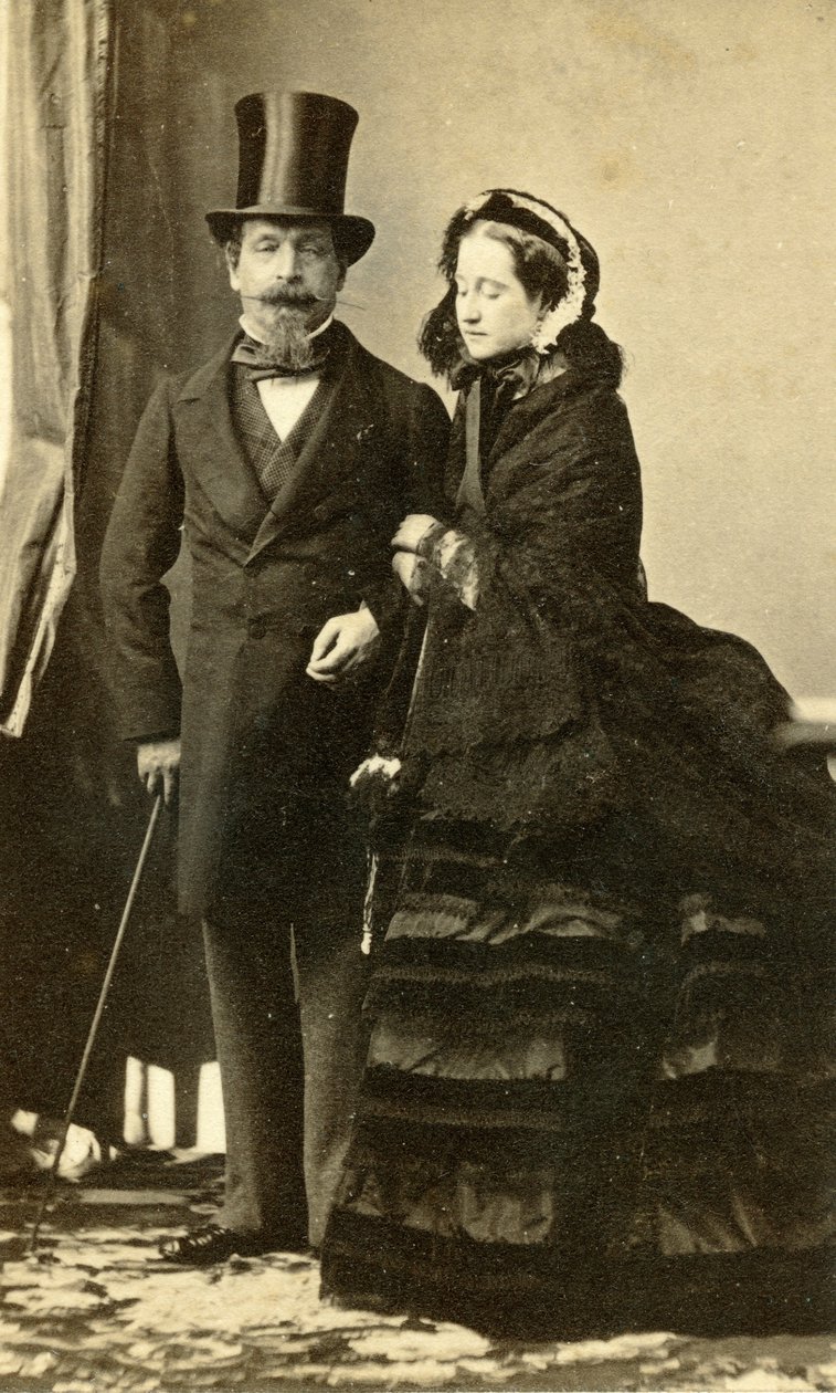 Keisari Napoléon III ja keisarinna Eugénie tekijältä Andre Adolphe Eugene Disderi