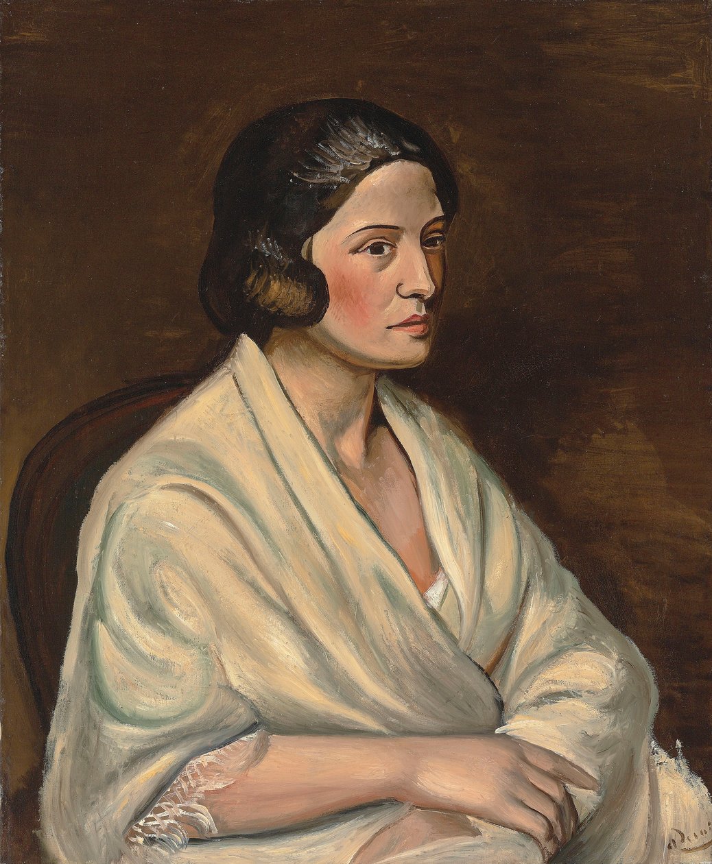 Naisen rintakuva, jolla on huivi päällään tekijältä Andre Derain