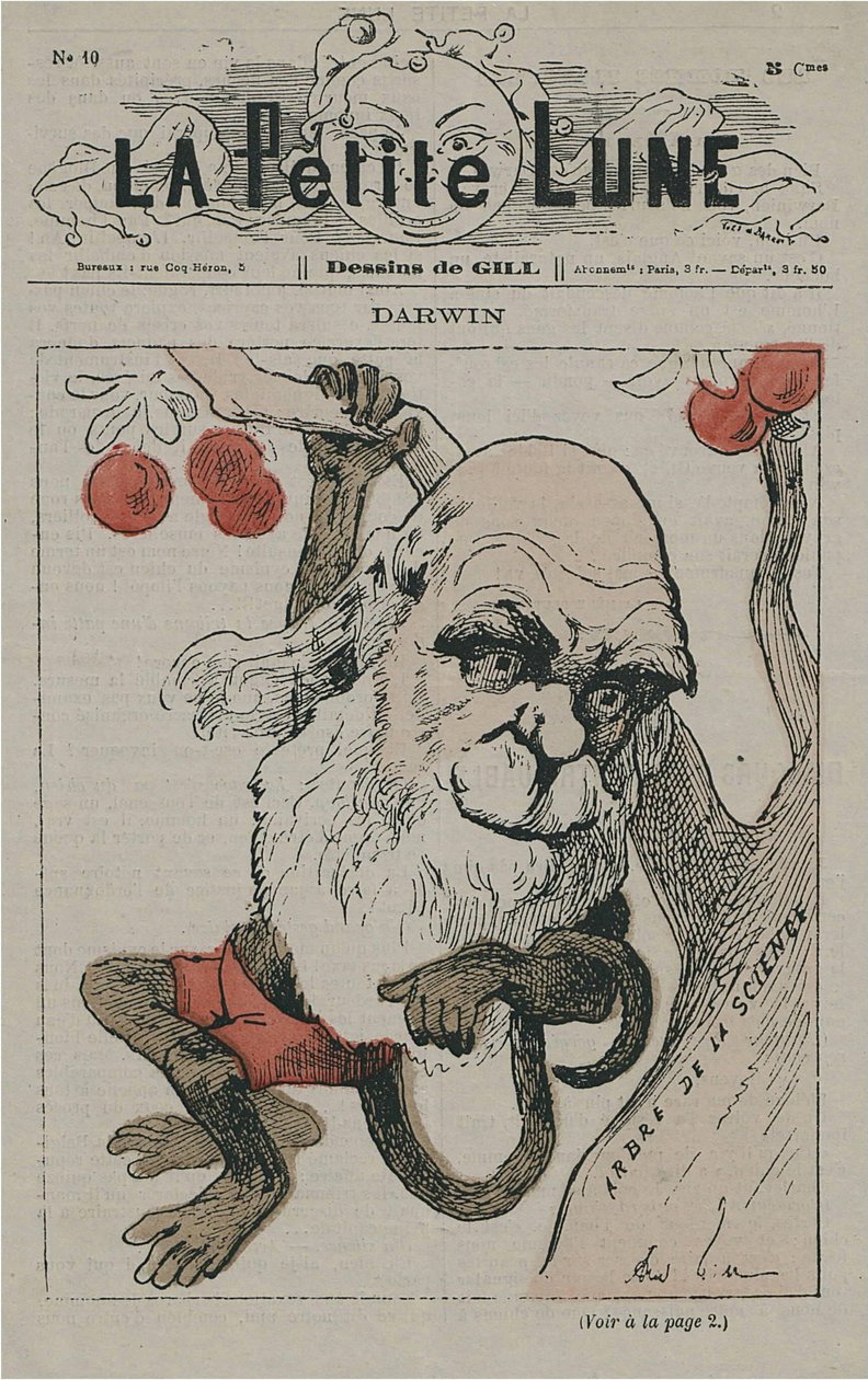 Darwin apinana La Petite Lune -elokuvassa tekijältä Andre Gill