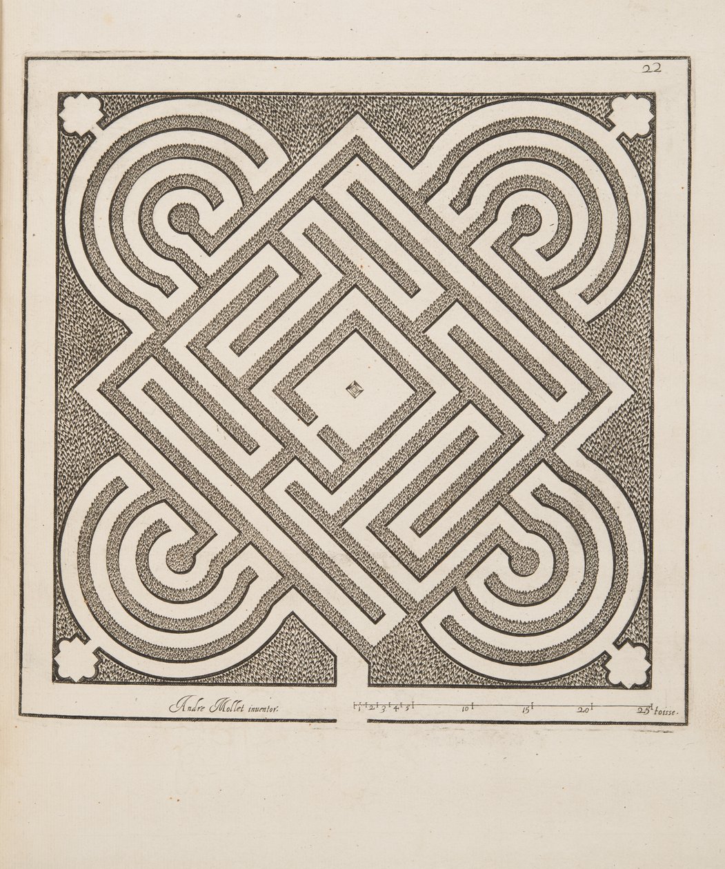 Design for Parterre, Theater des Plans et Jardinages, pub.1652 (kaiverrus) tekijältä André Mollet