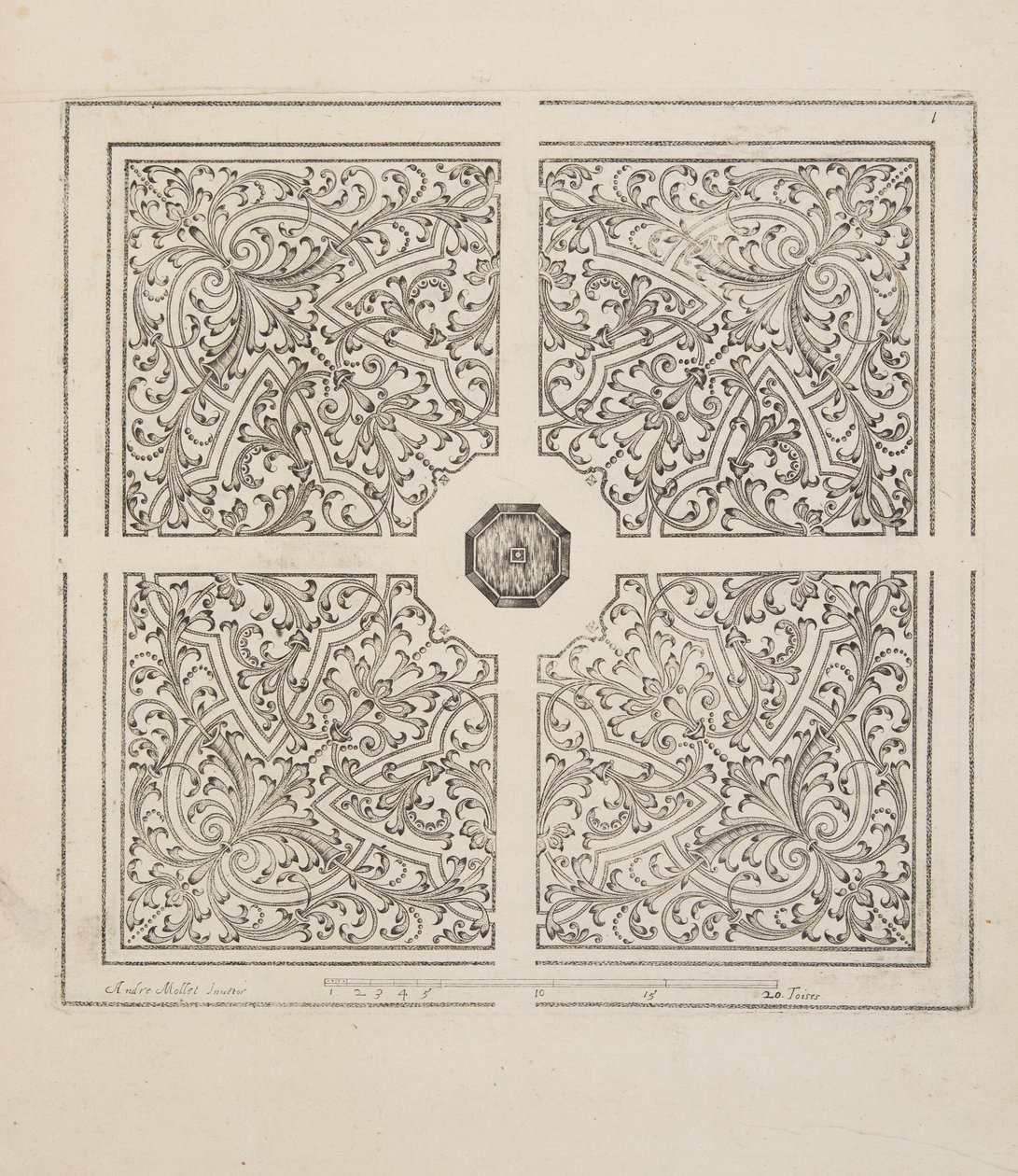 Design for Parterre, Theater des Plans et Jardinages, pub.1652 (kaiverrus) tekijältä André Mollet
