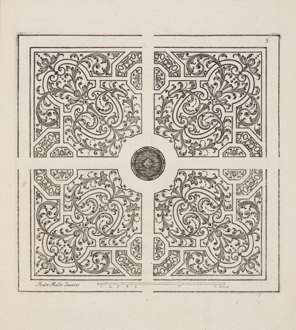 Design for Parterre, Theater des Plans et Jardinages, pub.1652 (kaiverrus) tekijältä André Mollet