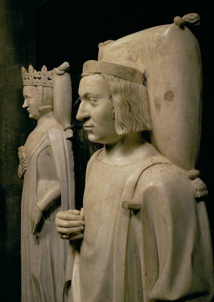Kuvat Kaarle V Viisaan (1338-80) haudasta n. 1364 (marmori) (katso myös 95783) tekijältä Andre Beauneveu