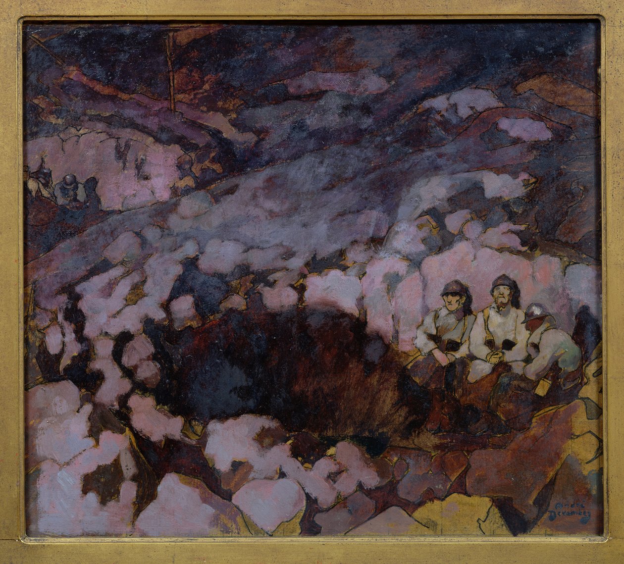 Hauta, oikeanpuoleinen paneeli triptyykistä "Muistaa kuolleita", n. 1918 (öljy) tekijältä Andre Devambez