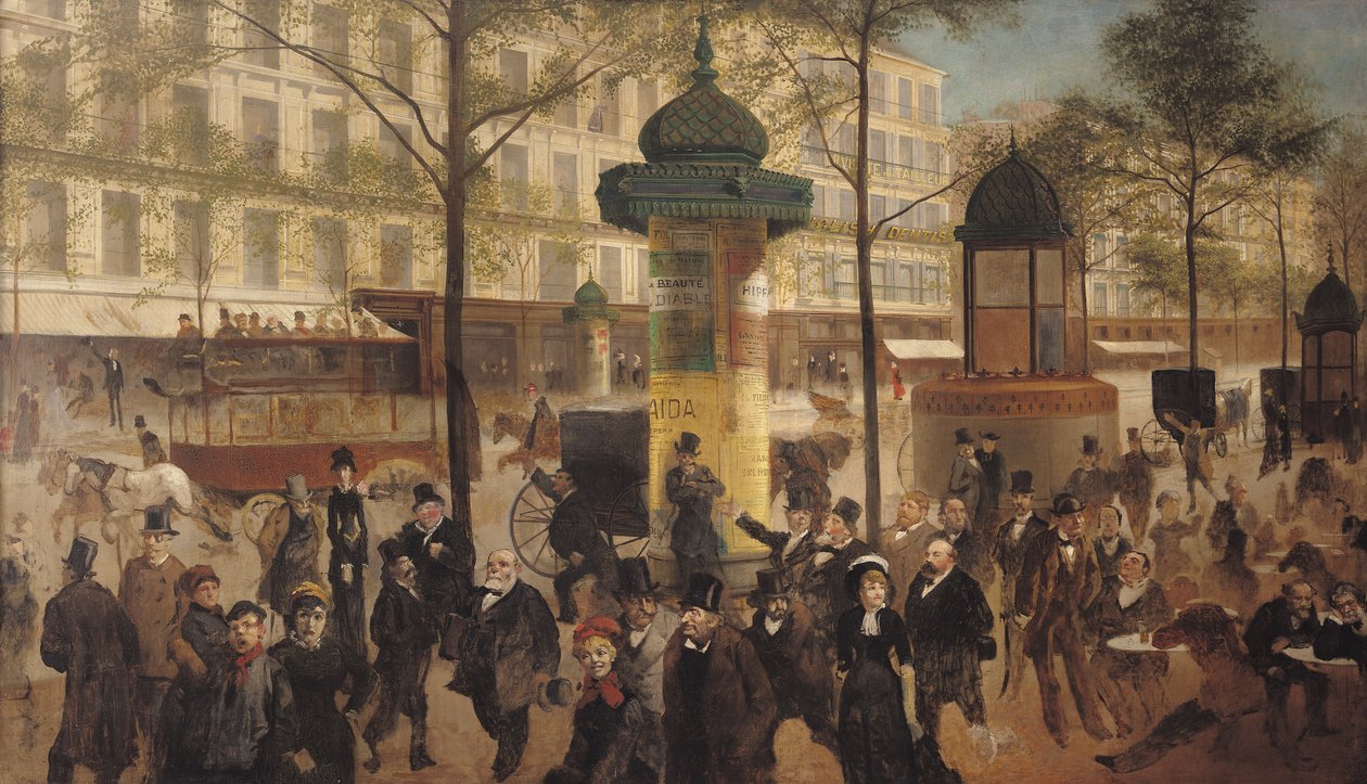 Tutkimus Boulevard de Montmartren panoraamaa varten, 1877 tekijältä Andre Gill