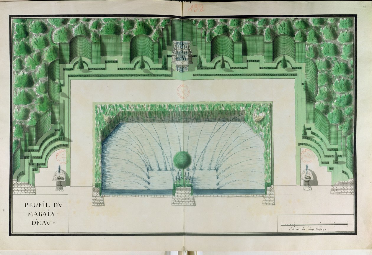 Ms 130747 Suunnittelu vesipuutarhaan Versailles