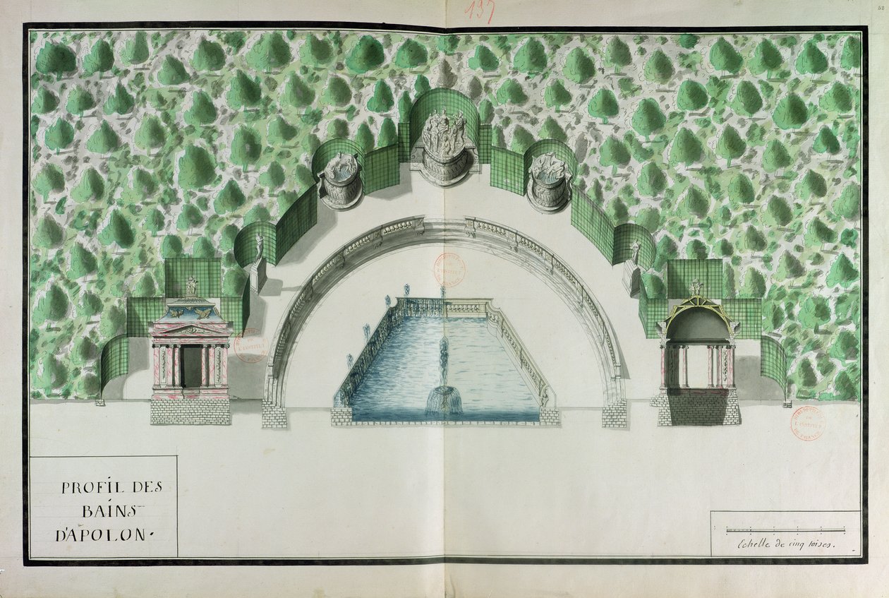 Ms 130752 Suunnittelu Apollon kylpylöille Versailles