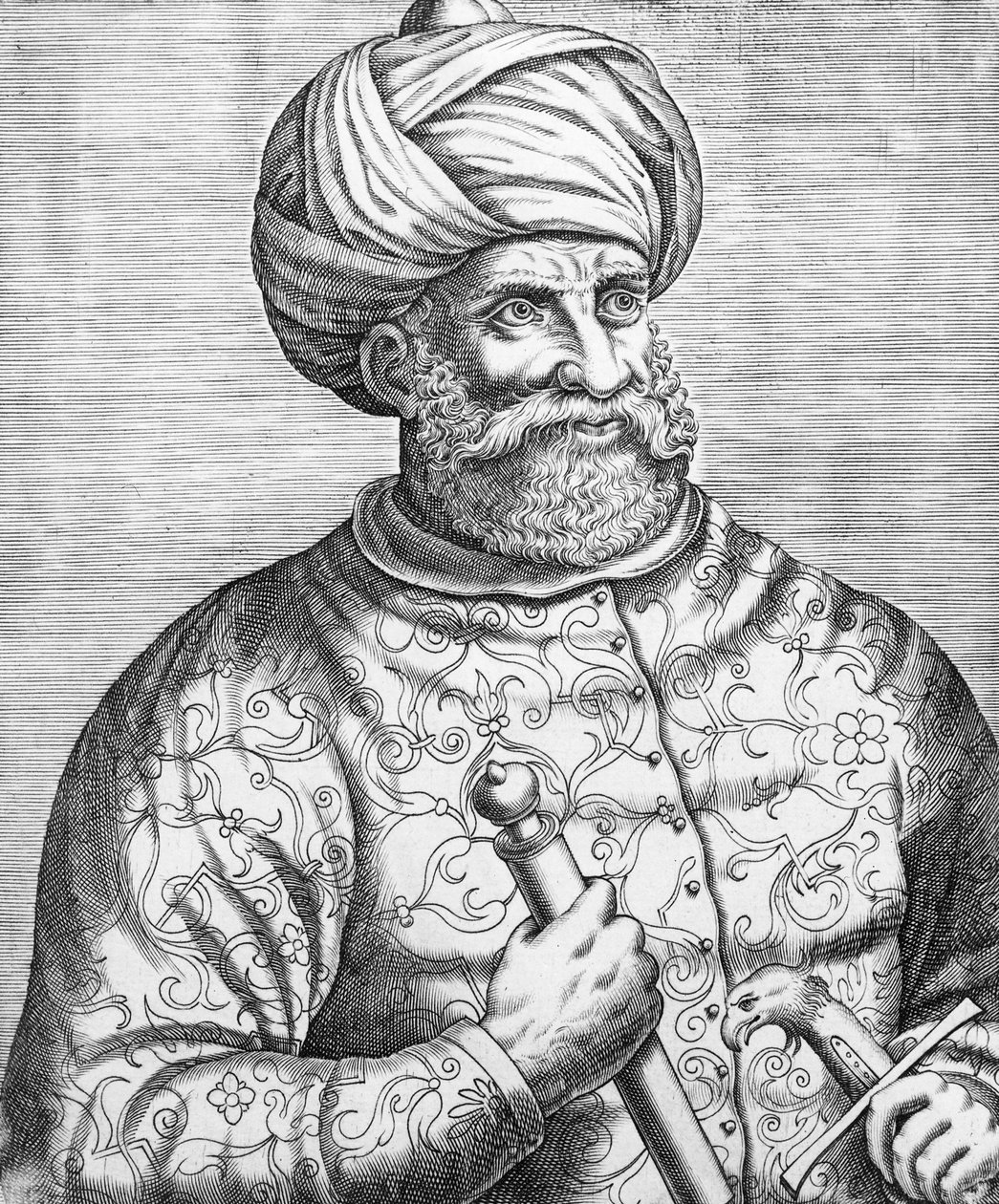 Barbarossa, kuvitus Andre Thevetin teoksesta "Des real pourtaits et vies des hommes illustres", 1584 tekijältä Andre Thevet