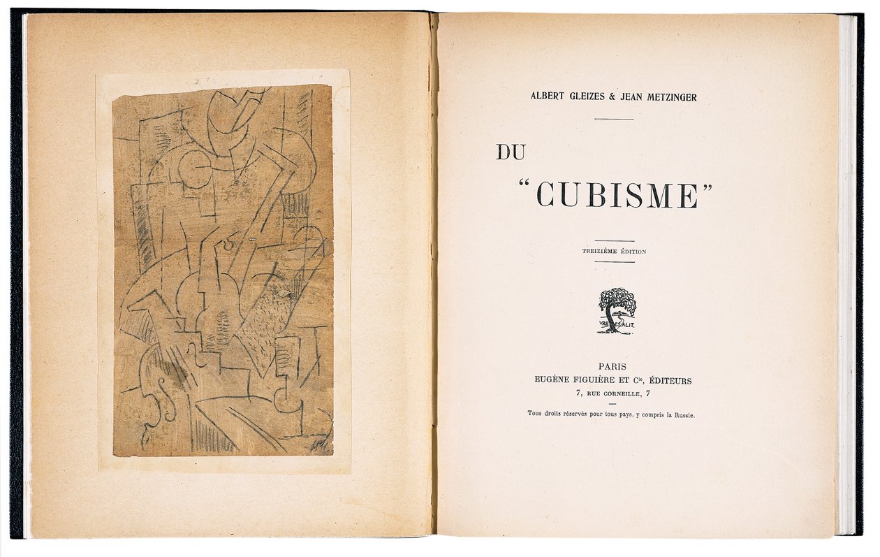 Albert Gleizesin ja Jean Metzingerin kirjoittaman teoksen "Du "Cubisme"" etukuva ja nimiölehti. tekijältä Andre (after) Derain
