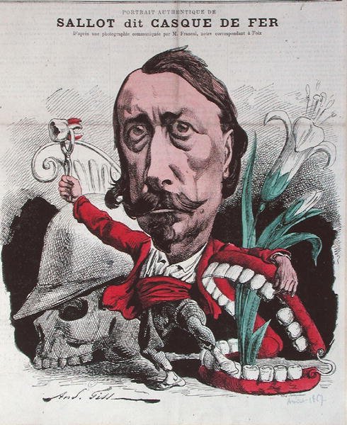 Sallot, joka tunnetaan nimellä "Casque de Fer", "La Lune", kaivertanut Marchandeux, 4. elokuuta 1867 (värinen kaiverrus) tekijältä Andre (after) Gill