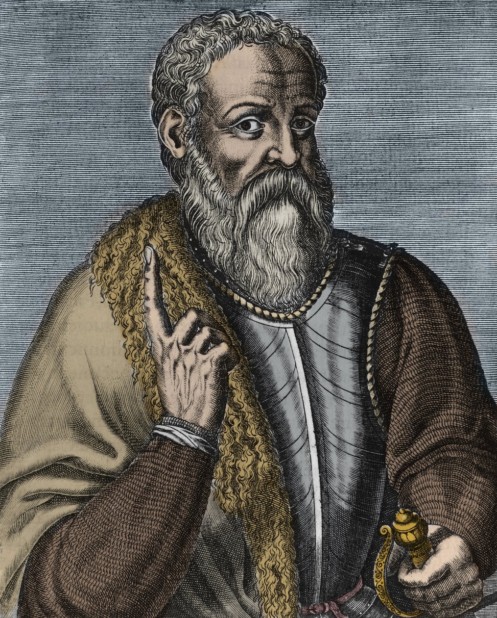 Hernando Cortez tai Cortes (1485-1547) Espanjan valloittajakaiverrus Andre Thevetin (1516-1590) mukaan - Muotokuva valloittaja Hernanista (ou Hernando) Cortes tai Fernand Cortez (1485-1547) tekijältä Andre (after) Thevet