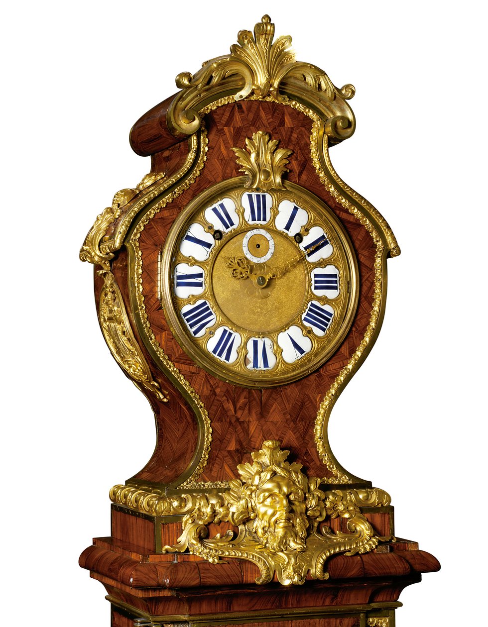 Yksityiskohta Regence-korttelista iskevä säätelijä, Thuretin liike, n. 1720 (ormolu-asennettu, Boulle-messingillä upotekoristeinen sinisen sävyinen sarvi ja kingwood) (katso myös 469017) tekijältä Andre Charles (attr. to) Boulle