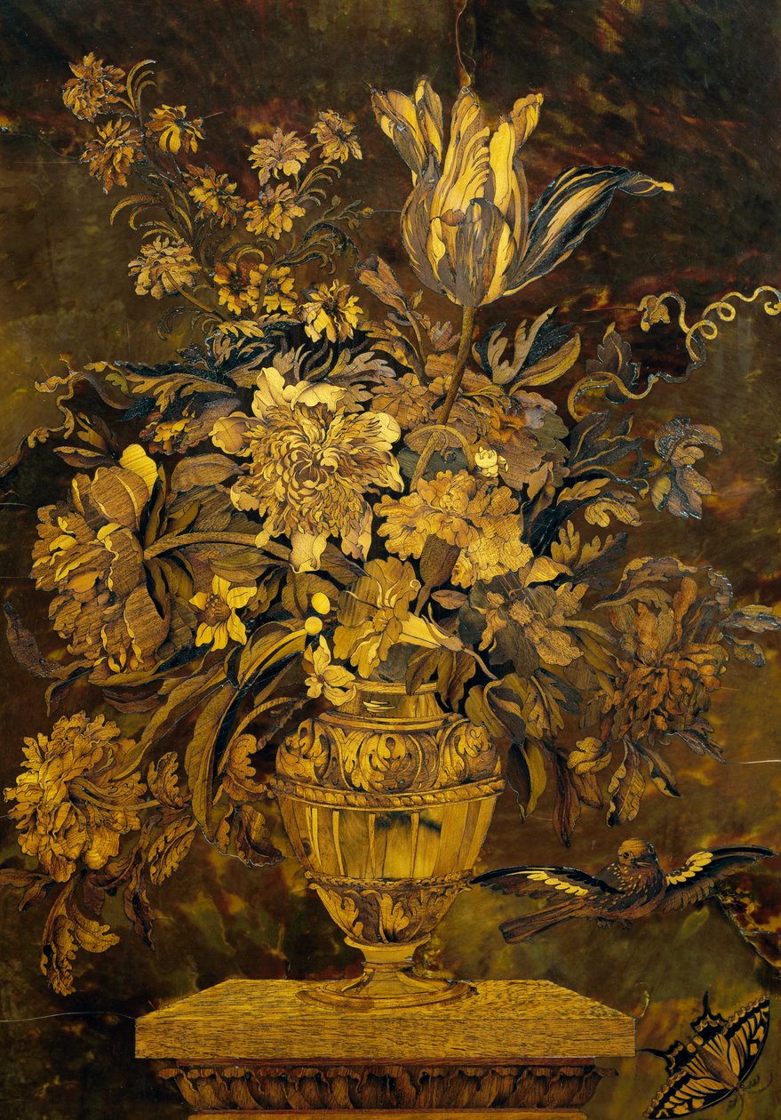 Intarsia eebenpuisen kaapin oveen, Andre-Charles Boulle (1642-1732), Ranska tekijältä Andre Charles Boulle