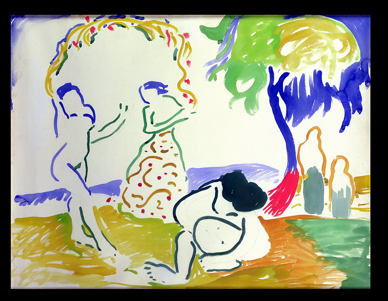 Kylpijöitä, noin 1905 (akvarelli paperille) tekijältä Andre Derain