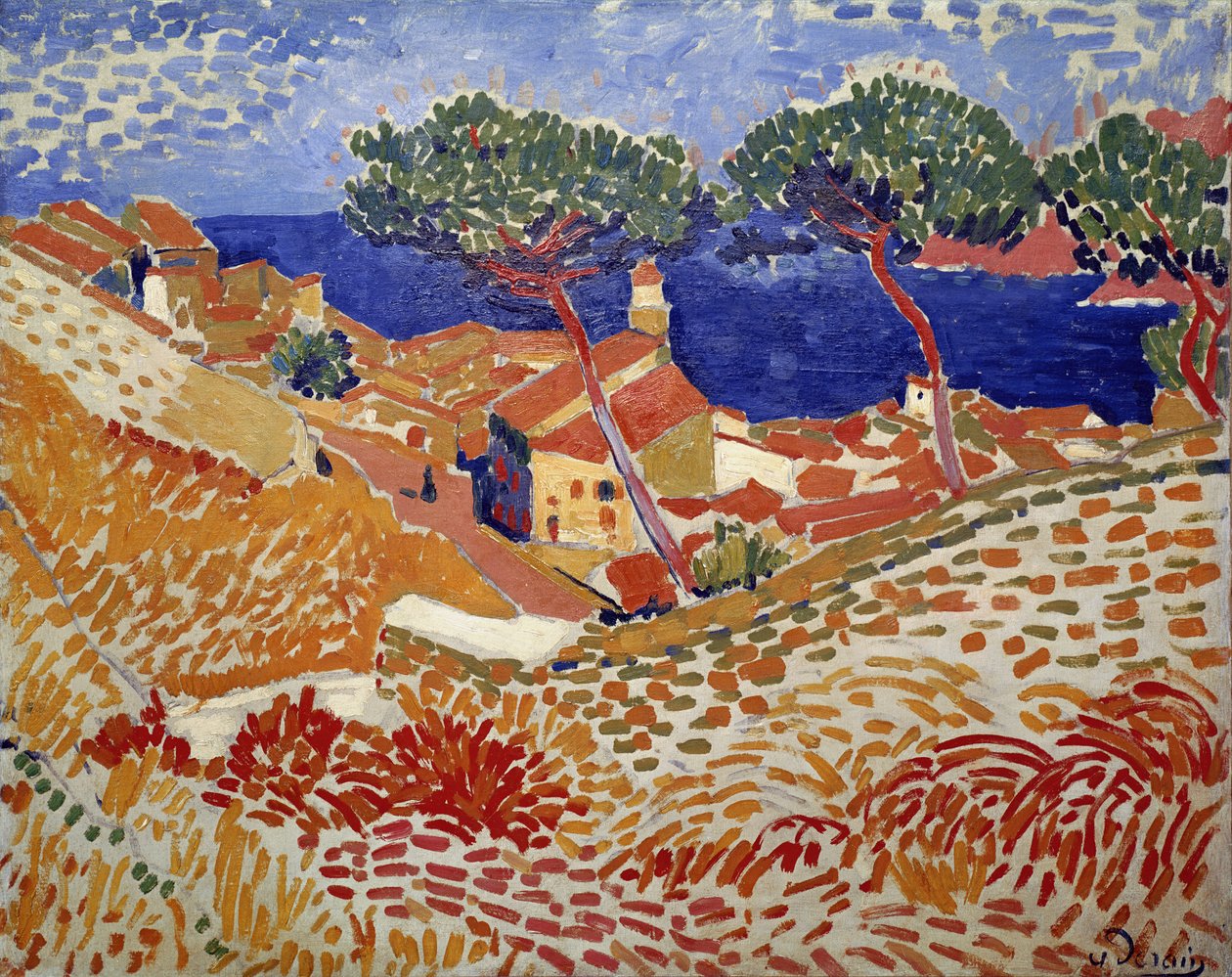Collioure, kylä ja meri tekijältä Andre Derain
