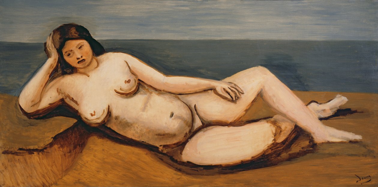 Suuri makaava alaston, noin 1926-27 (öljy kankaalle) (katso myös 287579) tekijältä Andre Derain